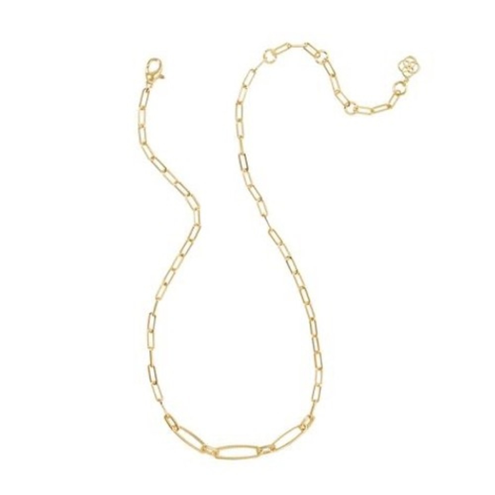 Kendra Scott Etta Gold Paperclip Chain Necklace 14K Gold Plated Over Brass NWT